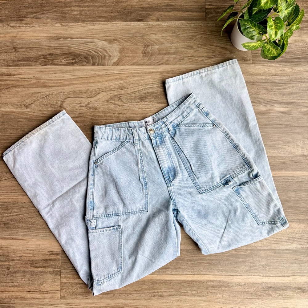 Princess Polly Miami Vice Light Wash Utility Cargo Denim Pants‎ Size 6 - Picture 13 of 14